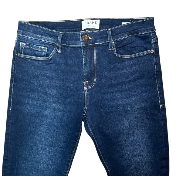 Frame Denim Le Skinny de Jeanne Crop Bonn Dark Blue Denim Sz 29 Stretch - Picture 2 of 7